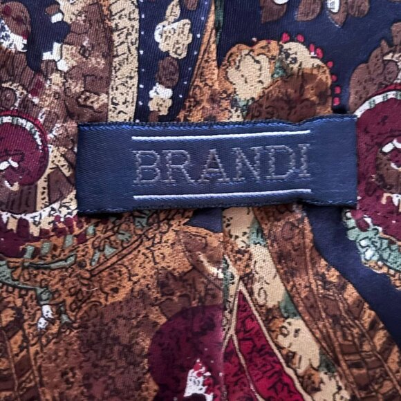 Vintage Italian Silk Paisley Tie Italy With Rich Purple Teal & Brown Tones - Picture 7 of 7